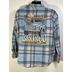 Ford Bronco Plaid Flannel Shirt Jacket Blue Brown Men's‎ Medium check automobila